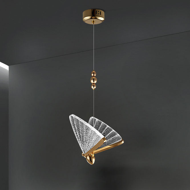 Modern Luxury Acrylic Butterfly Zinc Alloy Iron Frame LED Pendant Light For Bedroom