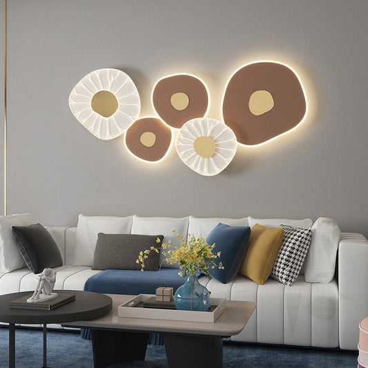 مصباح حائط LED مصنوع من الحديد الأكريليك بتصميم ورقة اللوتس الفاخر الحديث لغرفة المعيشة 