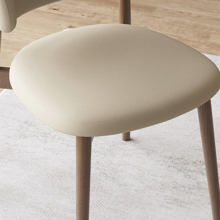 Contemporary Nordic Square Nappa Leather Metal Frame Dining Chair Backrest Armless For Dining Room