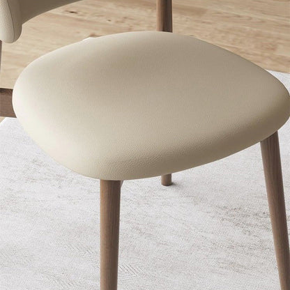 Contemporary Nordic Square Nappa Leather Metal Frame Dining Chair Backrest Armless For Dining Room