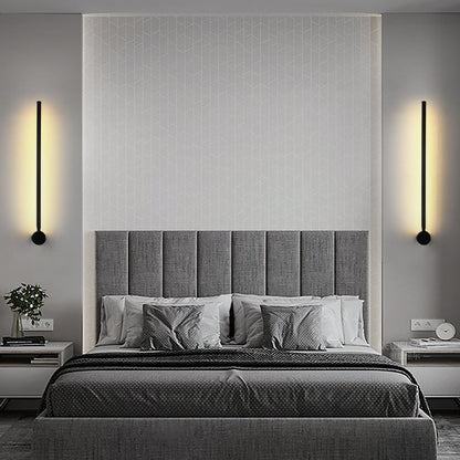 مصباح حائط LED طويل من الألومنيوم والحديد والسيليكون بتصميم عصري بسيط لغرفة النوم 