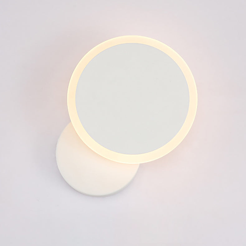 مصباح حائط LED دائري دوار مصنوع من الحديد والأكريليك بتصميم عصري بسيط لغرفة النوم 