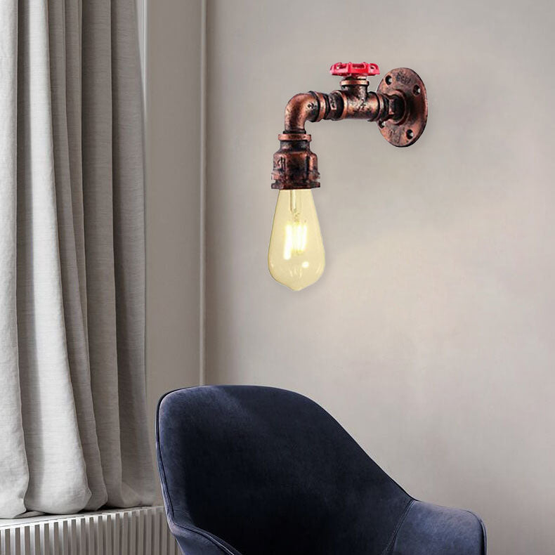 Contemporary Industrial Faucet Iron 1-Light Wall Sconce Lamp For Living Room