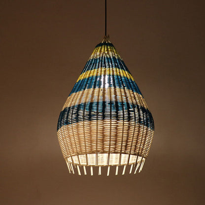 Modern Colorful Bamboo Weaving 1-Light Pendant Light