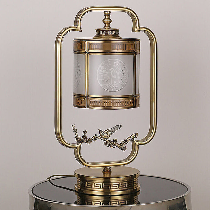 Modern Chinese Luxury Glass Copper 1-Light Table Lamp