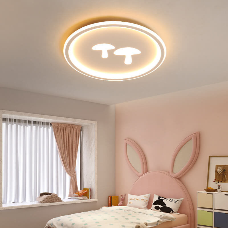 Modern Round Acrylic Shade Mushroom Pattern LED Flush Mount Light