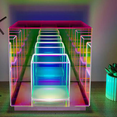 Modern Acrylic RGB Line Rubik's Cube LED Table Lamp