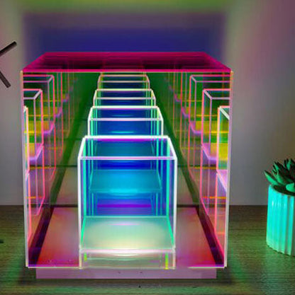 Modern Acrylic RGB Line Rubik's Cube LED Table Lamp