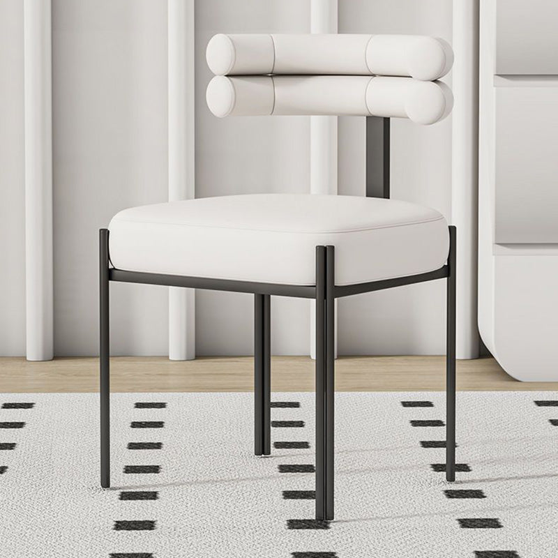 Contemporary Nordic Square Curved Backrest Microfiber Leather  Carbon Steel Dining Chair For Dining Room