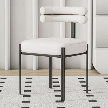 Contemporary Nordic Square Curved Backrest Microfiber Leather  Carbon Steel Dining Chair For Dining Room