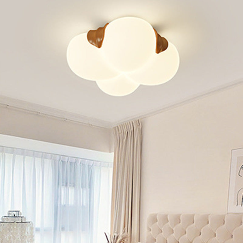 Modern Art Deco Bubble Flower PE Iron LED Flush Mount Ceiling Light For Bedroom