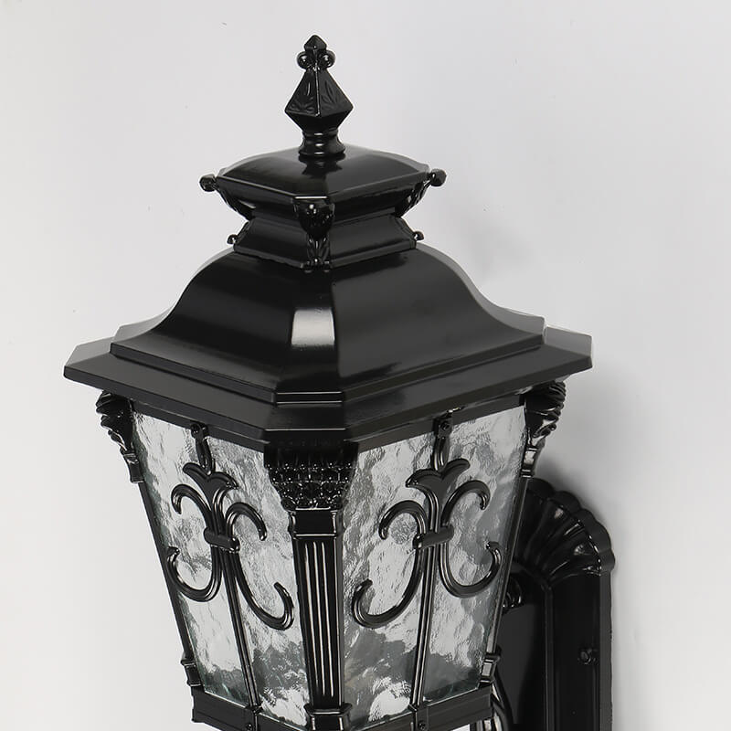 Europe Retro Black Die-Cast Aluminum Glass Outdoor Indoor 1-Light Wall Sconce Lamp