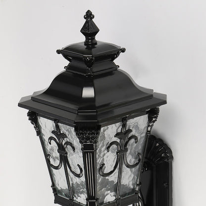 Europe Retro Black Die-Cast Aluminum Glass Outdoor Indoor 1-Light Wall Sconce Lamp