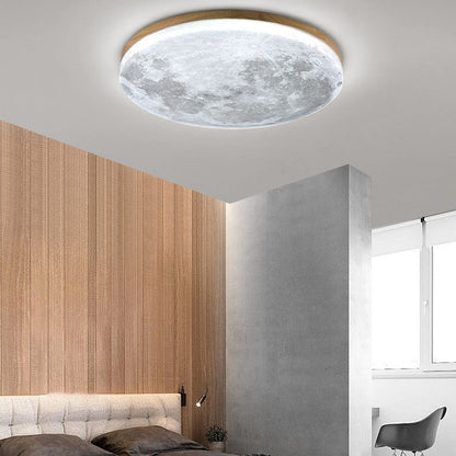 Nordic Minimalist Moon Round PVC LED Flush Mount Ceiling Light