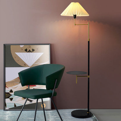 Nordic Light Luxury Pleated Fabric Marble 1-Light Standing Floor Lamp