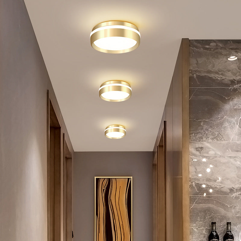 Nordic Minimalist Round Solid Gold Aluminum Acrylic LED Flush Mount Light