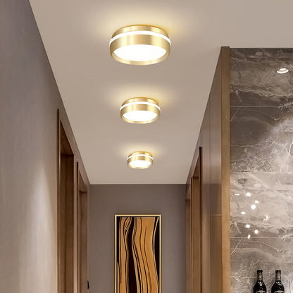 Nordic Minimalist Round Solid Gold Aluminum Acrylic LED Flush Mount Light