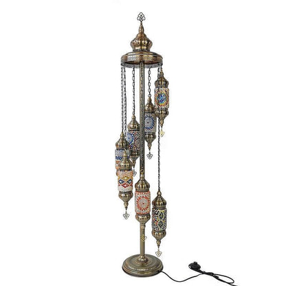 Retro Exotic Turkish  Moroccan 7-Light Standing Floor Lamp