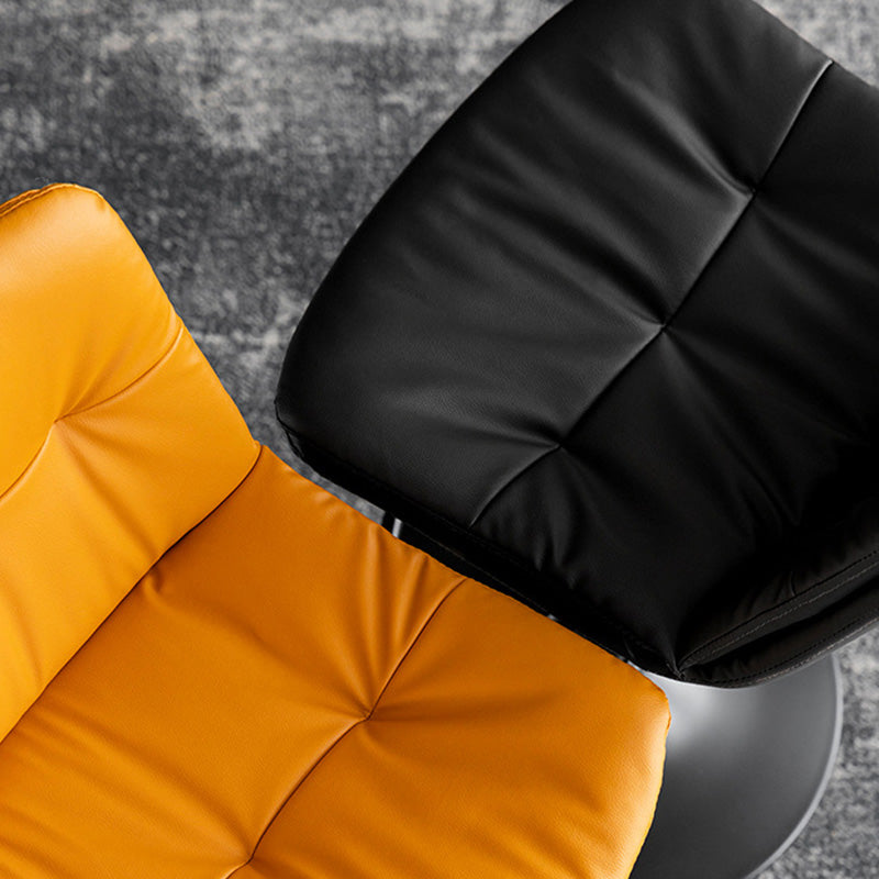 Contemporary Nordic Round Base Rectangle Cushion Nappa Leather Foam Metal Frame Bar Stool Backrest For Dining Room