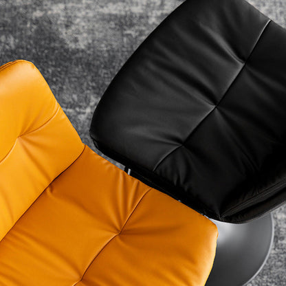 Contemporary Nordic Round Base Rectangle Cushion Nappa Leather Foam Metal Frame Bar Stool Backrest For Dining Room