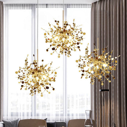 Contemporary Nordic Creative Art Stainless Steel 3-Light Chandelier For Living Room