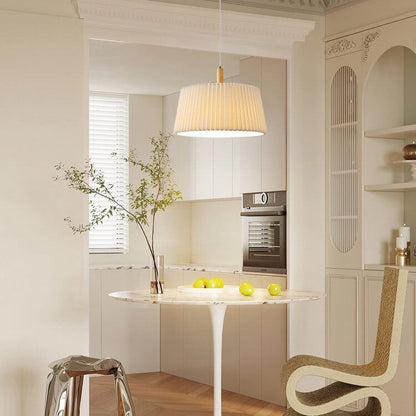 Nordic Minimalist Solid Color Solid Wood Fabric 1-Light Pendant Light