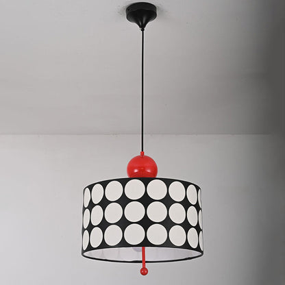 Contemporary Retro Drum Checkerboard Leather Lampshade 3-Light Pendant Light For Dining Room