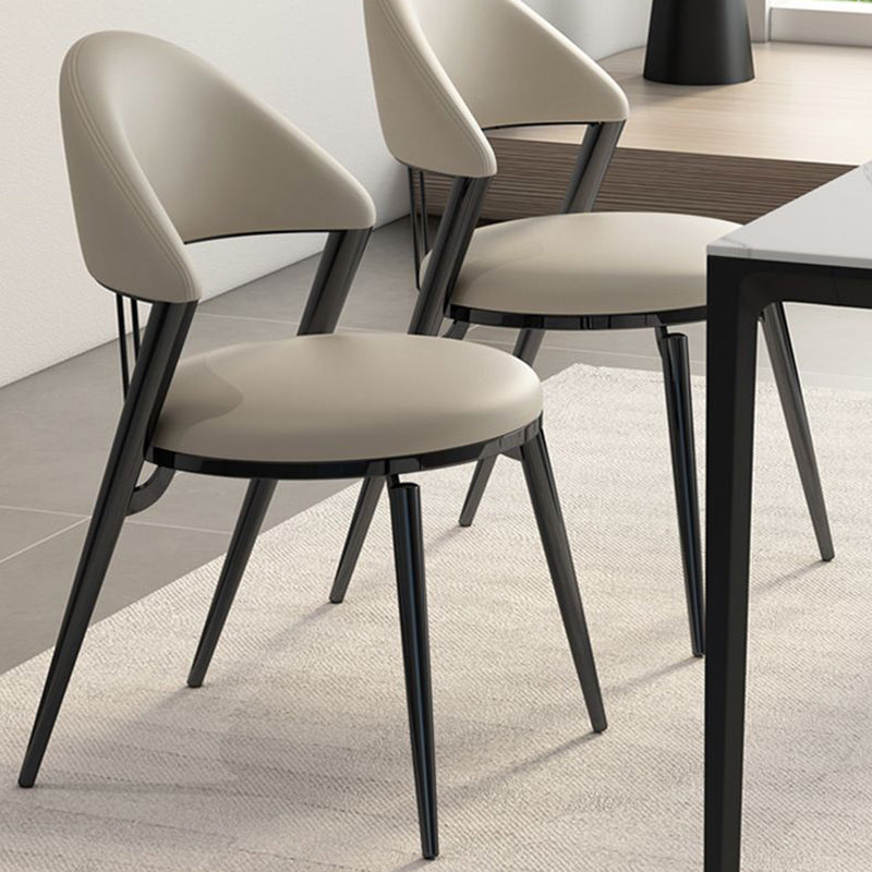 Modern Luxury Round Cushion PU Leather Lambswool Sponge Black Titanium Dining Chair Backrest For Dining Room