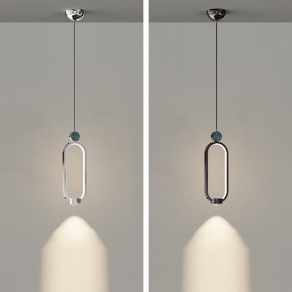 Modern Minimalist Geometric Elliptical Ring Crystal Aluminum LED Pendant Light For Living Room