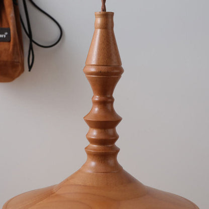 Japanese Vintage Brass Solid Wood Candlesticks Cone Plate 1-Light Pendant Light