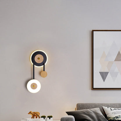 Nordic Creative Round Wood Acrylic Ring LED Wall Sconce Lamp