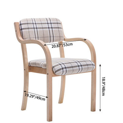 Contemporary Nordic Wood Cotton Linen Fabric PU Leather Velvet Sponge Square Dining Chair Backrest Armrest For Dining Room