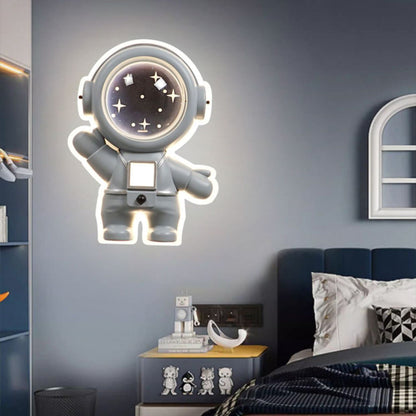 Contemporary Creative Kids Metal Acrylic Resin Astronaut Flush Mount Ceiling Light For Bedroom