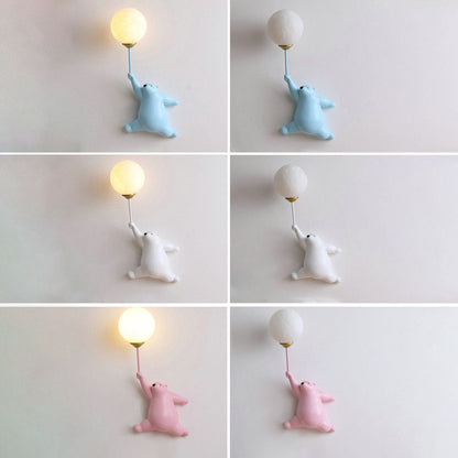 Contemporary Creative Bear Resin Glass 1-Light Wall Sconce Lamp For Bedroom