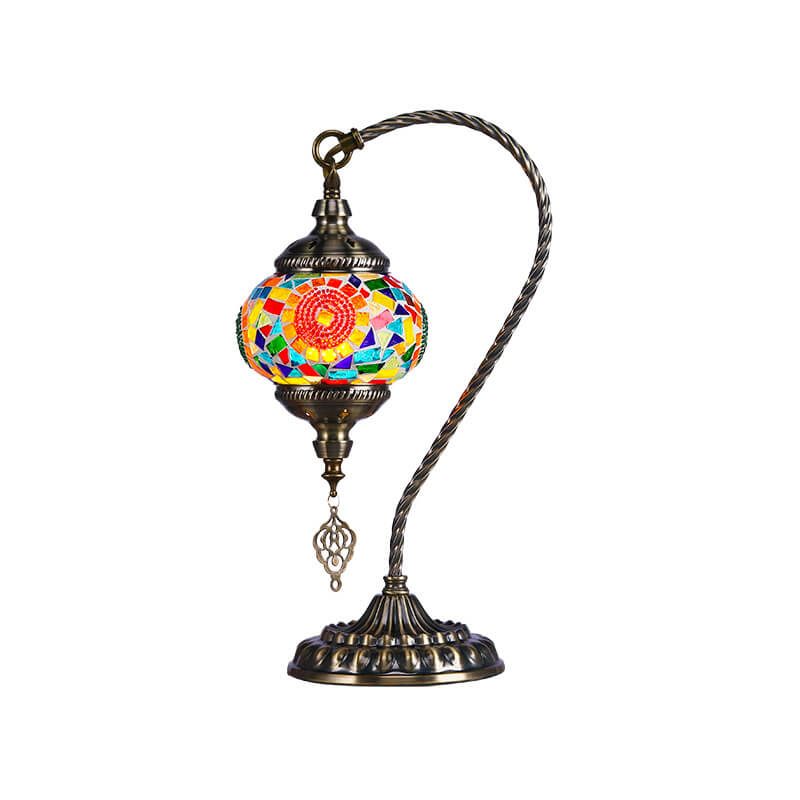 European Tiffany Vintage Iron Glass 1-Light Table Lamp