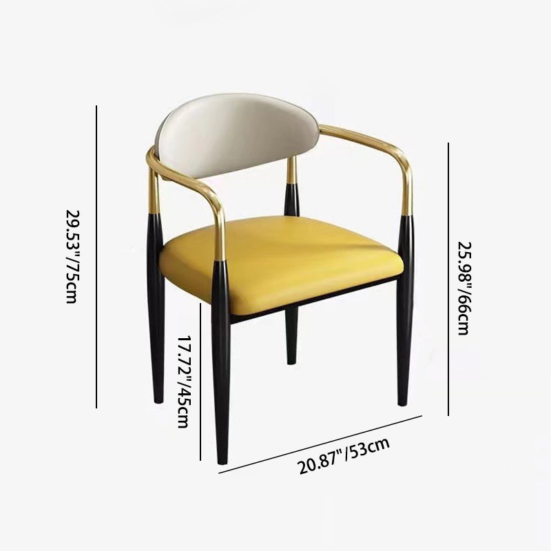 Modern Luxury Square Cushion Faux Leather Metal Sponge Dining Chair Backrest Armrest For Dining Room