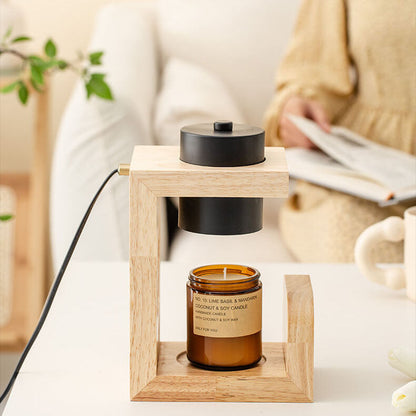 Japanese Creative Iron Cat Whale Hollow Wood Base 1-Light Melting Wax Table Lamp