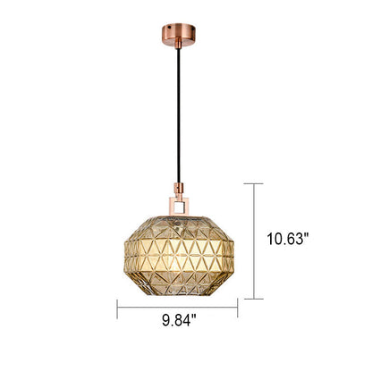 Nordic Light Luxury Textured Glass Round Metal 1-Light Pendant Light