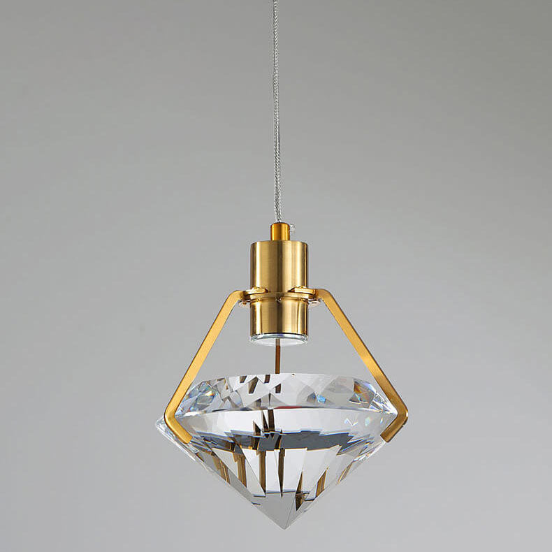 Modern Minimalist Diamond Iron Crystal 1-Light Pendant Light For Bedroom