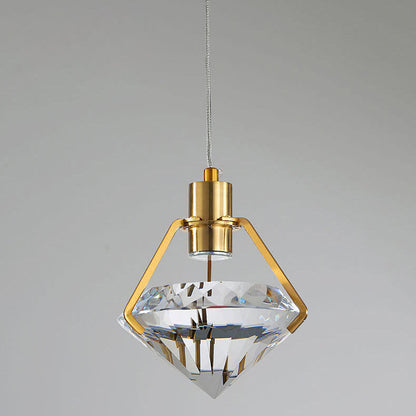 Modern Minimalist Diamond Iron Crystal 1-Light Pendant Light For Bedroom