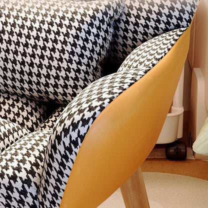 Contemporary Simplicity Houndstooth Flannel Upholstered Tapered Legs Vanity Stool Backrest Armrest For Bedroom