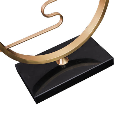 Modern Chinese Brass Ring Base Fabric 1-Light Table Lamp