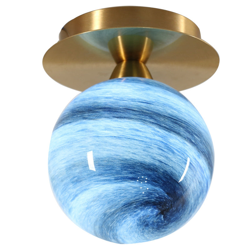 Modern Creative Planet Glass 1-Light Semi-Flush Mount Light