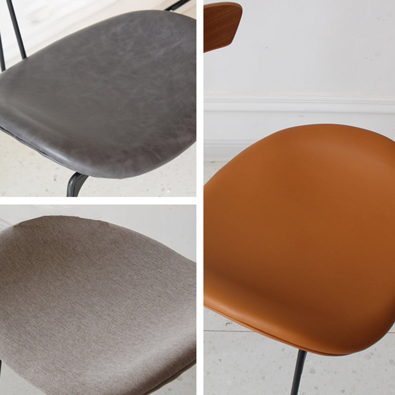 Contemporary Industrial Ant Arch Wood Rebar PU Leather Fabric Sponge Dining Chair Backrest For Dining Room