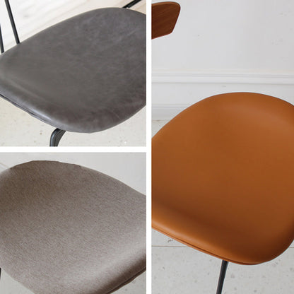 Contemporary Industrial Ant Arch Wood Rebar PU Leather Fabric Sponge Dining Chair Backrest For Dining Room