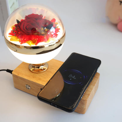 Creative Permanent Flower Night Light Smart Bluetooth Speaker LED Wireless Rechargeable Table Lamp