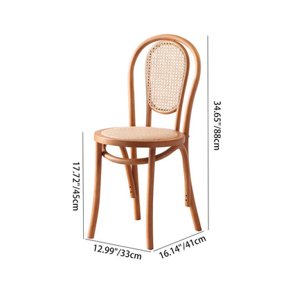 Traditional Vintage Round Rattan Woven Wooden Dining Chair Backrest For Dining Room