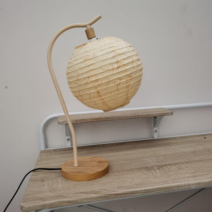 European Minimalist Pleated Solid Wood 1-Light Table Lamp