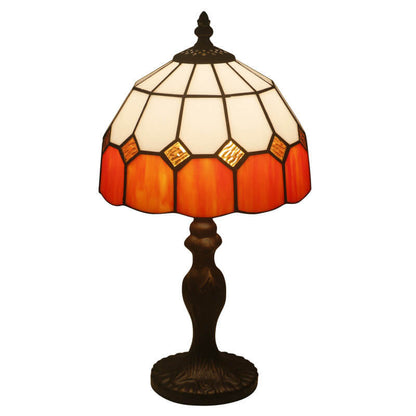 Vintage Tiffany Gemstone Stained Glass Round 1-Light Table Lamp