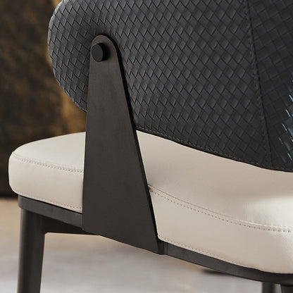 Contemporary Scandinavian PU Leather Carbon Steel Sponge Square Lozenge Dining Chair Backrest Armrest For Dining Room